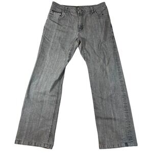 Prana Axiom Mens 36x32 Charcoal Gray Straight Leg Denim Jeans Gusset Crotch